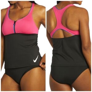Nike Swim Womens Colorblock Racerback Tankini Top Women's Small